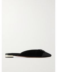 Aquazzura - Gioia Slippers Aus Veloursleder Mit Lederbesätzen Und Schleife - Lyst