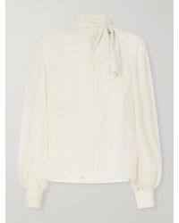 Valentino Garavani - Bow-Detailed Silk-Georgette Blouse - Lyst