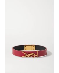 Saint Laurent Patent-leather And Gold-tone Bracelet - Red