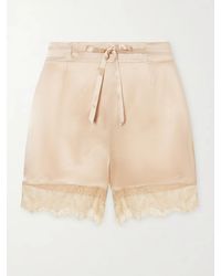 Carine Gilson - Lace-Trimmed Silk-Satin Shorts - Lyst