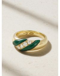 Jenna Blake - 70S Ring Aus 18 Karat Mit Malachiten Und Diamanten - Lyst