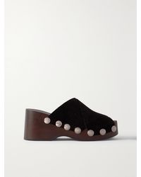 Ganni - Studded Suede Platform Mules - Lyst