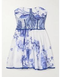 Charo Ruiz - Gueily Guipure Lace-Trimmed Floral-Print Cotton-Blend Voile Mini Dress - Lyst