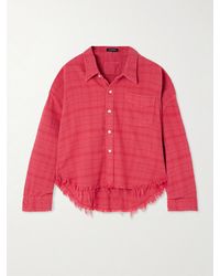 R13 - Frayed Checked Cotton-Flannel Shirt - Lyst