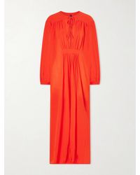 Les Vacances d'Irina - Hazy Gathered Cotton Maxi Dress - Lyst