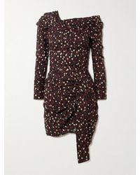 Isabel Marant - Asymmetric Draped Polka-Dot Stretch-Silk Dress - Lyst
