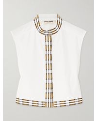 Emporio Sirenuse - Haut Sans Manches Raccourci En Popeline De Coton Mélangé À Broderies Andorra - Lyst