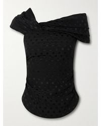 Isabel Marant - Esen Asymmetric Draped Polka-Dot Stretch-Silk Jacquard Top - Lyst