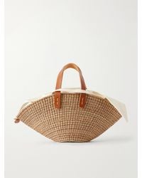 Muuñ - Sophia Mini Leather-Trimmed Raffia Tote - Lyst
