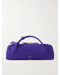 Alaïa - Le Teckel Leather-Trimmed Suede Clutch - Lyst