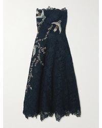 Costarellos - Toma Strapless Embellished Guipure Lace Midi Dress - Lyst
