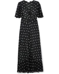 RIXO London Zhandra Floral-print Silk Crepe De Chine Midi Dress - Black