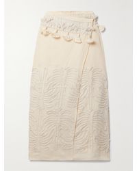 Johanna Ortiz - Net Sustain Tansania Sun Tassled Embroiderd Linen And Cotton-Blend Midi Wrap Skirt - Lyst