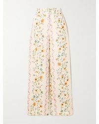 Agua Bendita - Totoa Chinesis Floral-Print Linen Wide-Leg Pants - Lyst