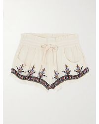 Isabel Marant - Kriss Frayed Embroidered Jacquard Shorts - Lyst
