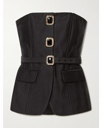 Self-Portrait - Self Portrait Taffeta Belted Bandeau Top - Lyst