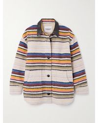 Isabel Marant - Dayvi Oversized Faux Leather-Trimmed Striped Brushed Wool-Blend Jacket - Lyst