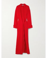Sportmax - Knotted Silk-Blend Crepe De Chine Maxi Shirt Dress - Lyst