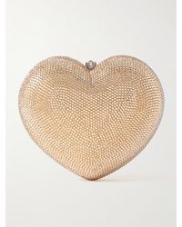 Judith Leiber - L'Amour Petit Coeur Goldfarbene Clutch Mit Kristallen - Lyst