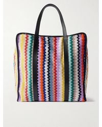 Missoni - Riverbero Leather-Trimmed Striped Cotton-Terry Tote - Lyst