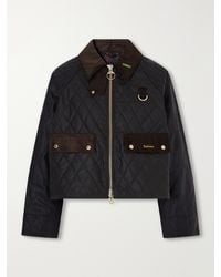 Barbour - Spey Corduroy-Trimmed Quilted Waxed Cotton-Canvas Jacket - Lyst