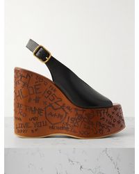 Chloé - Maxime Leather Slingback Platform Wedge Sandals - Lyst