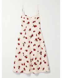 KHAITE - Isabella Printed Cotton-Poplin Midi Dress - Lyst