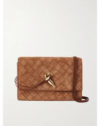 Bottega Veneta - Andiamo Small Intrecciato Suede Shoulder Bag - Lyst