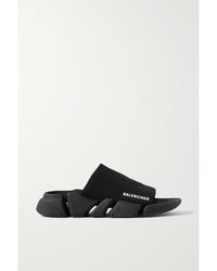 Balenciaga - Speed 2.0 Logo-Print Stretch-Knit Slides - Lyst