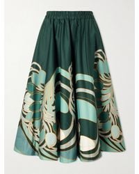 La DoubleJ - Ballerina Gathered Printed Cotton-Twill Midi Skirt - Lyst