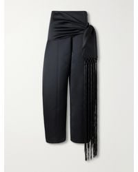 Ilkyaz Ozel - Dusk Satin Fringed Wide-Leg Pants - Lyst