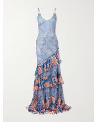 Etro - Ruffles Tiered Paisley And Floral-Print Silk-Chiffon Maxi Dress - Lyst