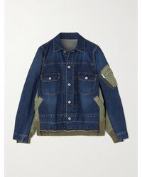 Sacai - Jacke Aus Denim Und Shell Mit Distressed-Details - Lyst
