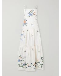 Agua Bendita - Lima Brisa Floral-Embroidered Linen Maxi Dress - Lyst