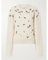 KHAITE - Elias Embroidered Cable-Knit Cashmere Sweater - Lyst