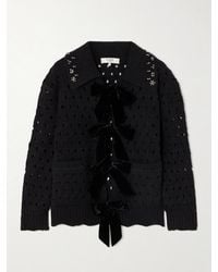 Sea - Cardigan En Laine À Mailles Ajourées, Finitions En Velours Et Ornements Leia - Lyst