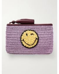 Anya Hindmarch - Wink Tasseled Leather-Trimmed Raffia Clutch Bag - Lyst