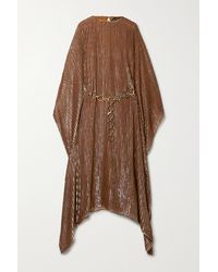 ‎Taller Marmo Dalida Belted Metallic Devoré-chiffon Kaftan - Brown