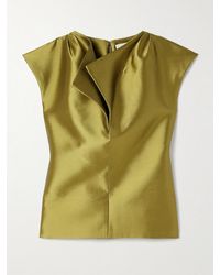 Christopher John Rogers - Peel Oberteil Aus Satin Aus Einer Seiden-Wollmischung Mit Raffungen - Lyst
