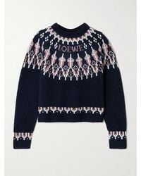 Loewe - Sequin-Embellished Fair Isle Wool-Blend Sweater - Lyst