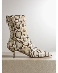 Aquazzura - Montmartre 50 Snake-Effect Leather Ankle Boots - Lyst
