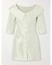 Alessandra Rich - Lace-Trimmed Silk Off-The-Shoulder Mini Dress - Lyst
