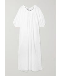 Co. Gathered Tton-blend Poplin Maxi Dress - White