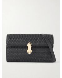 SAVETTE - Symmetry Leather-Trimmed Woven Raffia Shoulder Bag - Lyst