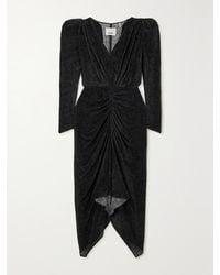 Isabel Marant - Maray Ruched Flocked Silk-Blend Chiffon Midi Dress - Lyst