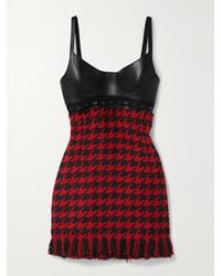 Monse - Leather-Trimmed Fringed Knitted Mini Dress - Lyst