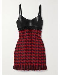 Monse - Mini-Robe En Mailles À Finitions En Cuir Et À Franges - Lyst