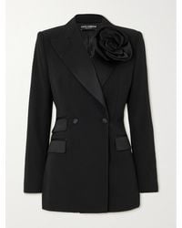 Dolce & Gabbana - Floral Applique Wool Blazer - Lyst