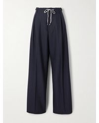 Maison Margiela - Hose Mit Weitem Bein Aus Wolle Mit Nadelstreifen Und Bügelfalten - Lyst