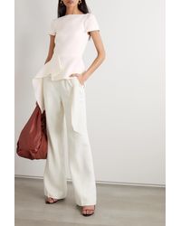 Roland Mouret Newhall Draped Wool-crepe Peplum Top - White